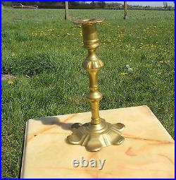 Antique English 18th Century Brass Candle Holder Vintage