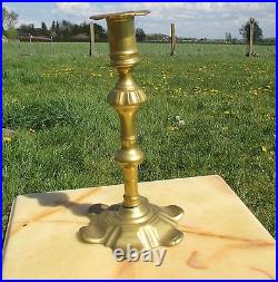 Antique English 18th Century Brass Candle Holder Vintage