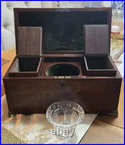 Antique English 19th C Wooden Tea Caddy Box Gregorian England Staffordshire