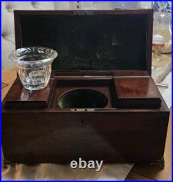Antique English 19th C Wooden Tea Caddy Box Gregorian England Staffordshire