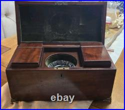 Antique English 19th C Wooden Tea Caddy Box Gregorian England Staffordshire