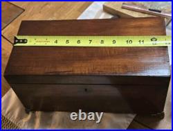Antique English 19th C Wooden Tea Caddy Box Gregorian England Staffordshire