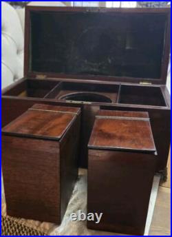 Antique English 19th C Wooden Tea Caddy Box Gregorian England Staffordshire