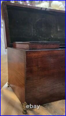Antique English 19th C Wooden Tea Caddy Box Gregorian England Staffordshire