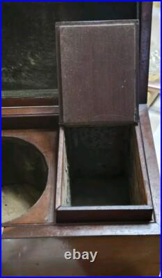 Antique English 19th C Wooden Tea Caddy Box Gregorian England Staffordshire