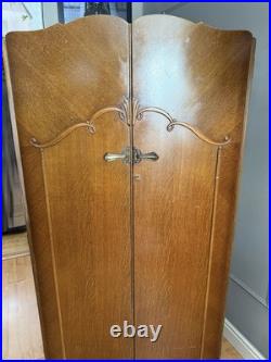 Antique English Art Deco Armoire 1930's Vintage Wardrobe Storage