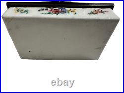 Antique English Battersea Bilston Enamel Table Snuff Box with Pastoral Scene Lid