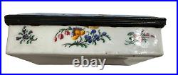 Antique English Battersea Bilston Enamel Table Snuff Box with Pastoral Scene Lid