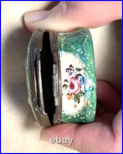 Antique English Bilston Battersea Enamel Snuff Trinket Box Lovely Scene READ 18C