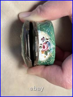 Antique English Bilston Battersea Enamel Snuff Trinket Box Lovely Scene READ 18C