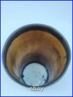 Antique English Bone  cup glass bottom Hand carved hunting scene Dated 1852