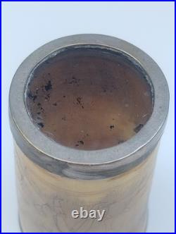 Antique English Bone  cup glass bottom Hand carved hunting scene Dated 1852