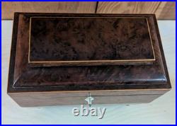 Antique English Burlwood Sarcophagus Tea Caddy Inside Lids Regency