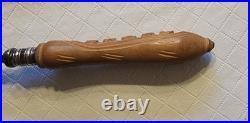 Antique English Carved Want Not Bread Board & 12 Engraved Bread Fork