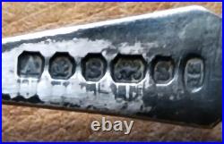 Antique English Carved Want Not Bread Board & 12 Engraved Bread Fork