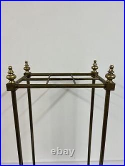 Antique English Cast Iron & Brass Vintage Umbrella Walking Stick Stand