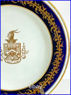 Antique English Derby Porcelain Armorial Soup Plate, Signed, ca. 1806-1815 Antique English Derby Porcelain Armorial Soup Plate, Signed, ca. 1806-1815