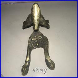 Antique English Door Knocker Made In England Vintage Aged Solid Brass Fox Head