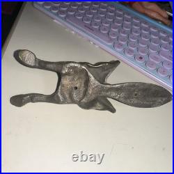 Antique English Door Knocker Made In England Vintage Aged Solid Brass Fox Head