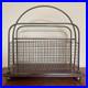Antique English Edwardian Oak & Brass Wire Mesh Magazine Racks 2 available