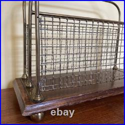 Antique English Edwardian Oak & Brass Wire Mesh Magazine Racks 2 available