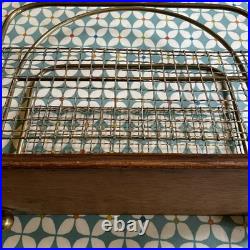 Antique English Edwardian Oak & Brass Wire Mesh Magazine Racks 2 available