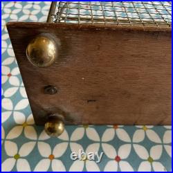 Antique English Edwardian Oak & Brass Wire Mesh Magazine Racks 2 available