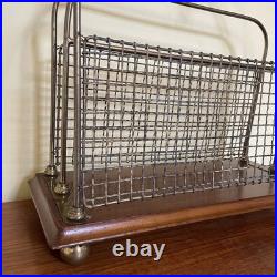 Antique English Edwardian Oak & Brass Wire Mesh Magazine Racks 2 available