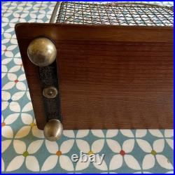 Antique English Edwardian Oak & Brass Wire Mesh Magazine Racks 2 available