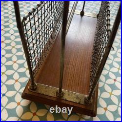 Antique English Edwardian Oak & Brass Wire Mesh Magazine Racks 2 available