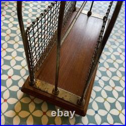 Antique English Edwardian Oak & Brass Wire Mesh Magazine Racks 2 available