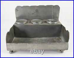 Antique English Hallmarked Pewter Inkstand Standish Deskset