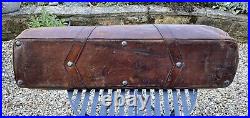 Antique English Leather Cricket Kit Holdall. Vintage Long Coffin Bat Bag