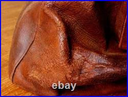 Antique English Leather Long Cricket Kit Bag. Vintage Coffin Bat Holdall