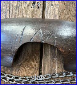 Antique English Oak Wooden Milk Maids Yoke Holder Carrier Late 18th Century