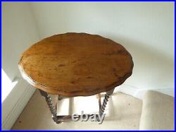 Antique English Oval Side table With Barleytwist Legs