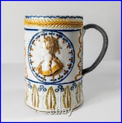 Antique English Pearlware Mug Tankard King George III Polychrome Make Do Repair