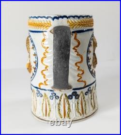 Antique English Pearlware Mug Tankard King George III Polychrome Make Do Repair