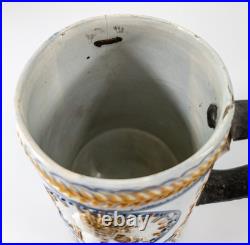 Antique English Pearlware Mug Tankard King George III Polychrome Make Do Repair