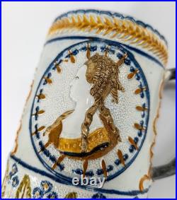 Antique English Pearlware Mug Tankard King George III Polychrome Make Do Repair