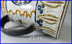 Antique English Pearlware Mug Tankard King George III Polychrome Make Do Repair