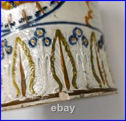 Antique English Pearlware Mug Tankard King George III Polychrome Make Do Repair