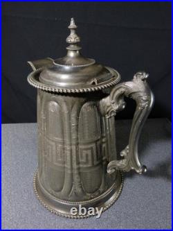 Antique English Pitcher Vintage Decanter 19th Century XIX 1858 Victorian Metal