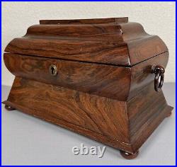 Antique English Rosewood Sarcophagus Tea Caddy Box withBowl 19th Century Regency