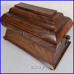 Antique English Rosewood Sarcophagus Tea Caddy Box withBowl 19th Century Regency