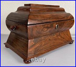 Antique English Rosewood Sarcophagus Tea Caddy Box withBowl 19th Century Regency