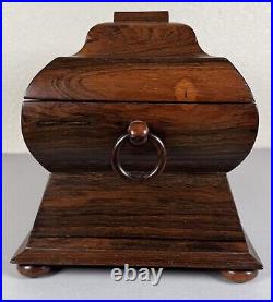 Antique English Rosewood Sarcophagus Tea Caddy Box withBowl 19th Century Regency