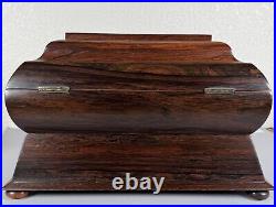 Antique English Rosewood Sarcophagus Tea Caddy Box withBowl 19th Century Regency