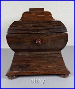 Antique English Rosewood Sarcophagus Tea Caddy Box withBowl 19th Century Regency