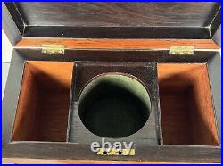 Antique English Rosewood Sarcophagus Tea Caddy Box withBowl 19th Century Regency